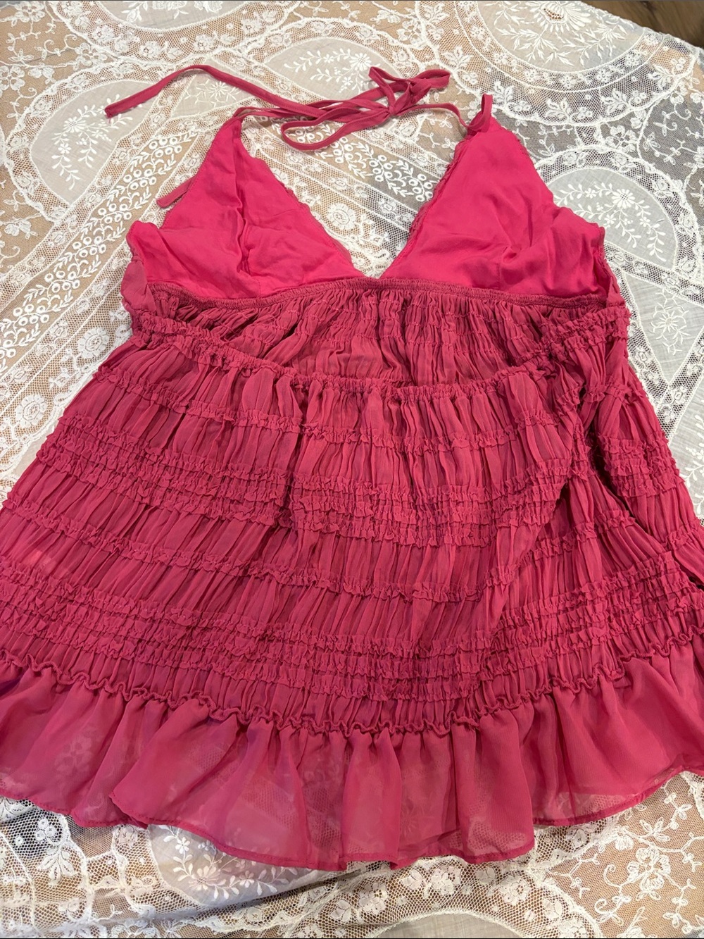 Kimchi Blue Raspberry Pink Halter Ruffle Tank Top - Picture 5 of 6